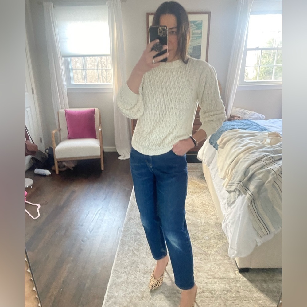 Something Navy Cable Knit Linen Blend Sweater
